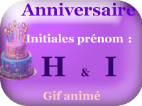 Gifs animés - anniversaire - prénoms avec initiales H & I