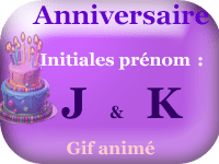 Gifs animés - anniversaire - prénoms avec initiales J & K
