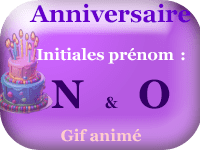 Gifs animés - anniversaire - prénoms avec initiales N & O