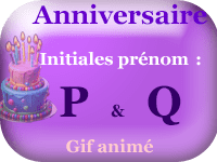 Gifs animés - anniversaire - prénoms avec initiales P & Q
