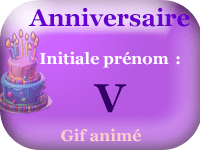 Gifs animés - anniversaire - prénoms avec initiale V