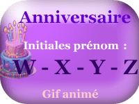 Gifs animés - anniversaire - prénoms avec initiales   W - X - Y  - Z